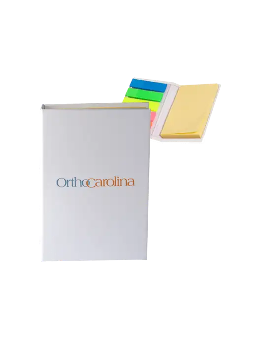 White Micro Sticky Note Pad, 2 x 3.25 w/OrthoCarolina Logo