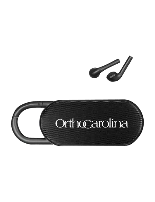 Clip Buddies Black Speaker & Ear Buds w/OrthoCarolina Logo