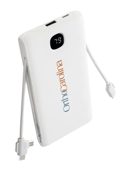 TurboBoost 10,000 mAh Power Bank w/Built-in Cables & Plug w/OrthoCarolina Logo