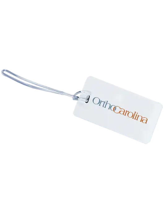 Flyaway White Luggage Tag w/OrthoCarolina Logo
