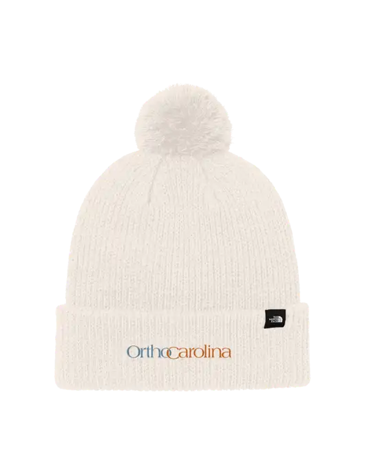 The North Face Ivory Pom Beanie w/OrthoCarolina Logo