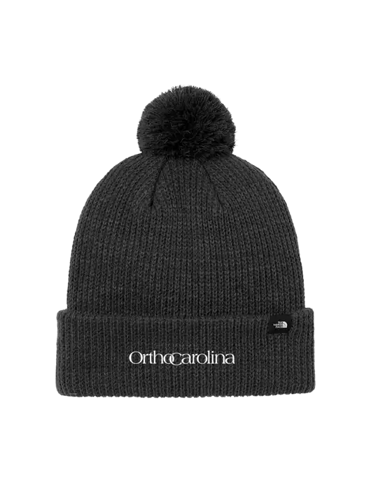 The North Face Black Heather Pom Beanie w/OrthoCarolina Logo