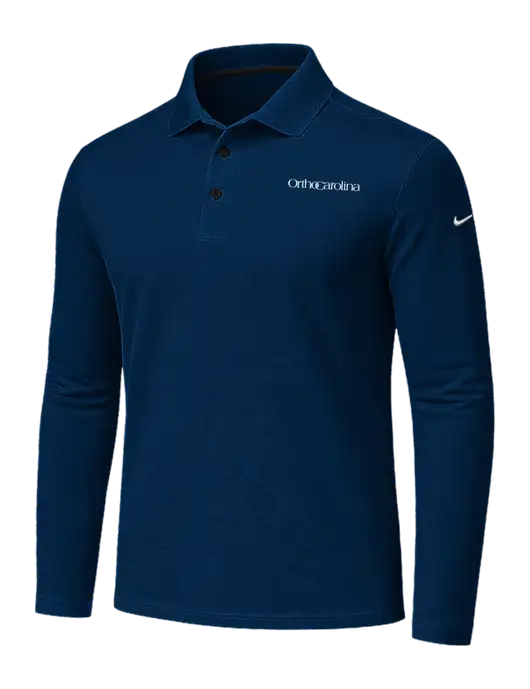 Nike Navy Dri-FIT Micro Pique 2.0 Long Sleeve Polo w/OrthoCarolina Logo