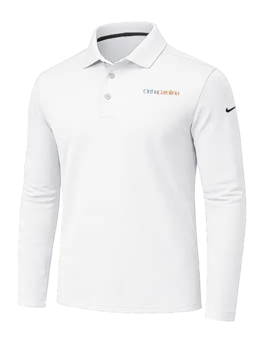 Nike White Dri-FIT Micro Pique 2.0 Long Sleeve Polo w/OrthoCarolina Logo