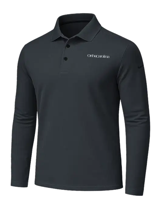 Nike Dark Grey Dri-FIT Micro Pique 2.0 Long Sleeve Polo w/OrthoCarolina Logo