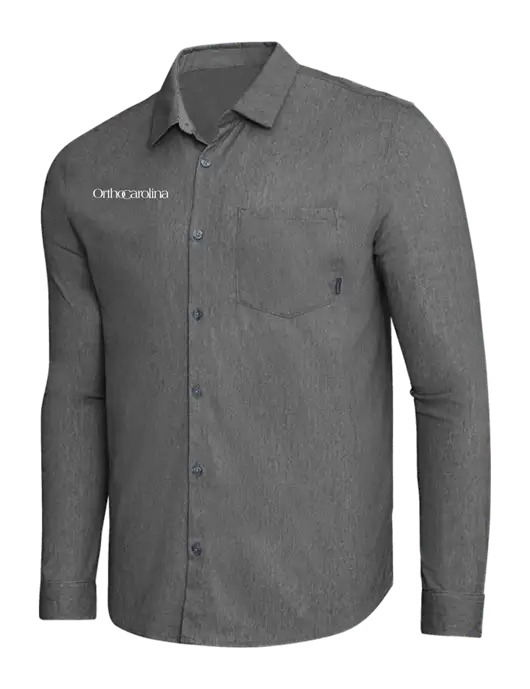 OGIO Dark Grey Heather Extend Long Sleeve Button Up Shirt w/OrthoCarolina Logo