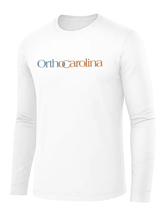 Long Sleeve White PosiCharge Competitor Tee w/OrthoCarolina Logo