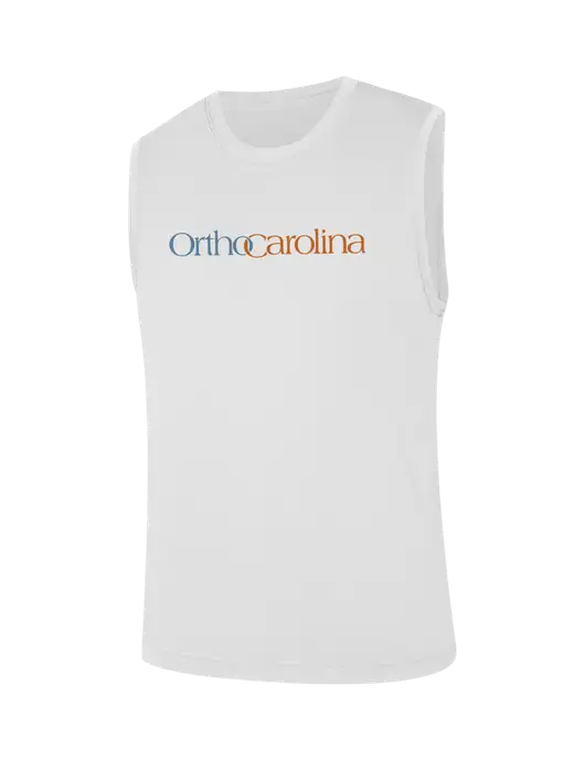 Sleeveless White PosiCharge Competitor Tee w/OrthoCarolina Logo