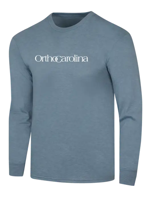 Simply Soft Long Sleeve Slate Blue Heather 4.5 oz, Poly/Combed Ring Spun Cotton T-Shirt w/OrthoCarolina Logo
