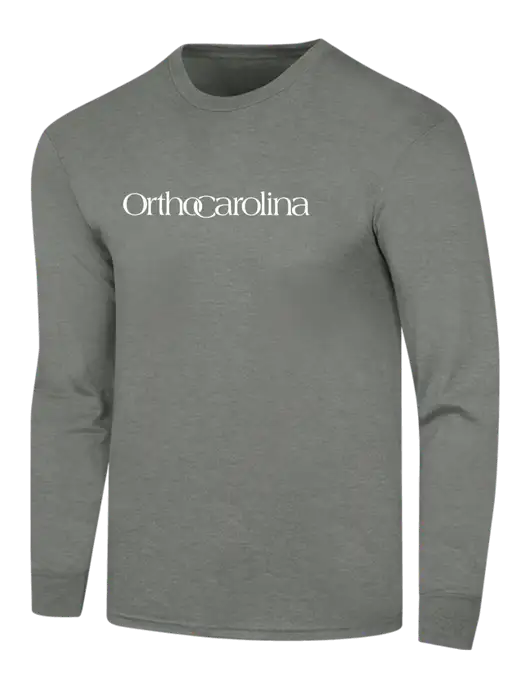 Simply Soft Long Sleeve Heathered Charcoal 4.5 oz, Poly/Combed Ring Spun Cotton T-Shirt w/OrthoCarolina Logo