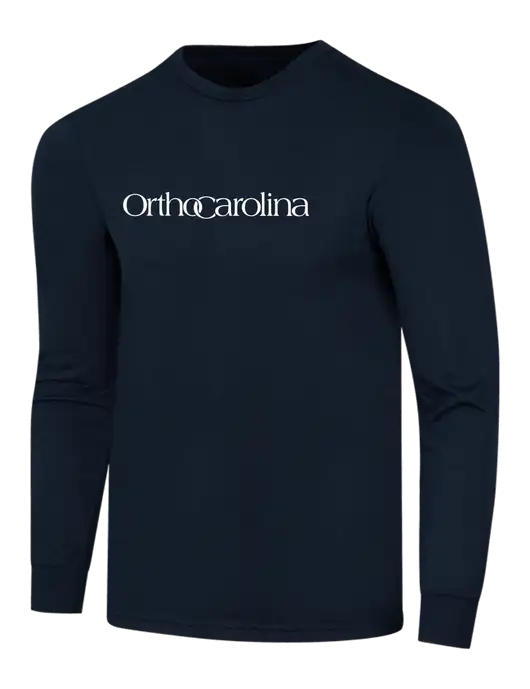 Simply Soft Long Sleeve Navy 4.5 oz, Poly/Combed Ring Spun Cotton T-Shirt w/OrthoCarolina Logo