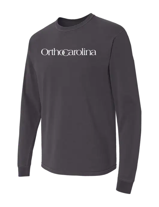 Comfort Colors Garment-Dyed Dark Grey Heavyweight Long Sleeve T-Shirt w/OrthoCarolina Logo