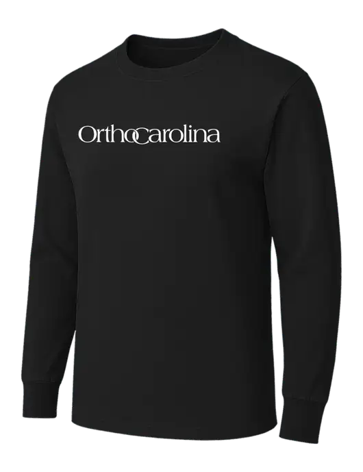 Black Heavyweight Long Sleeve 6.1 oz T-Shirt w/OrthoCarolina Logo