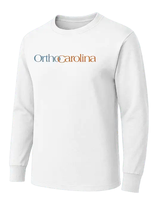 White Heavyweight Long Sleeve 6.1 oz T-Shirt w/OrthoCarolina Logo