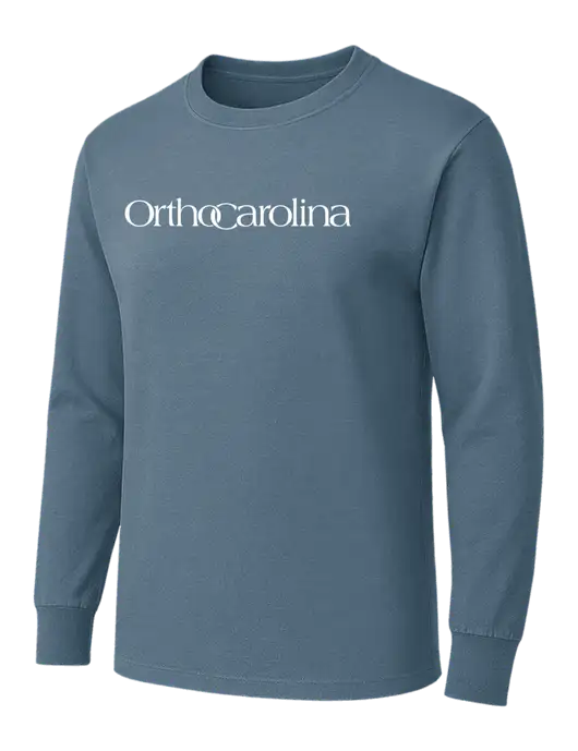 Slate Blue Heavyweight Long Sleeve 6.1 oz T-Shirt w/OrthoCarolina Logo