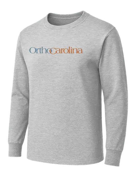 Light Grey Heather Heavyweight Long Sleeve 6.1 oz T-Shirt w/OrthoCarolina Logo