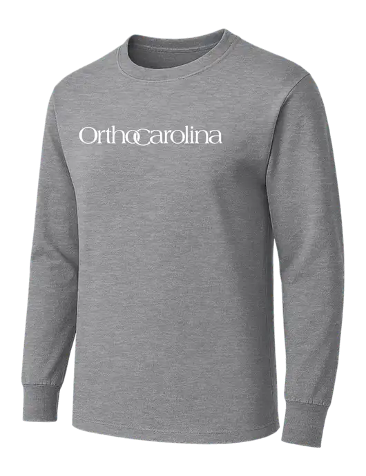 Medium Grey Heather Heavyweight Long Sleeve 6.1 oz T-Shirt w/OrthoCarolina Logo