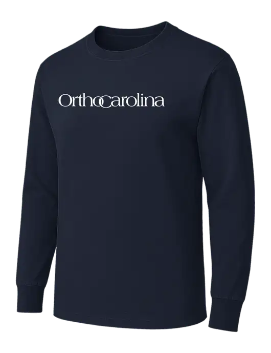Dark Navy Heavyweight Long Sleeve 6.1 oz T-Shirt w/OrthoCarolina Logo