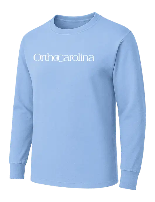 Light Blue Heavyweight Long Sleeve 6.1 oz T-Shirt w/OrthoCarolina Logo