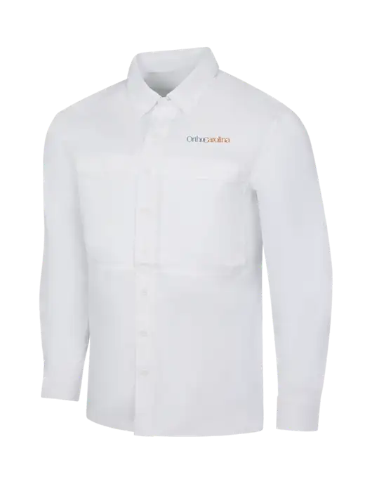 White Long Sleeve UV Daybreak Shirt w/OrthoCarolina Logo