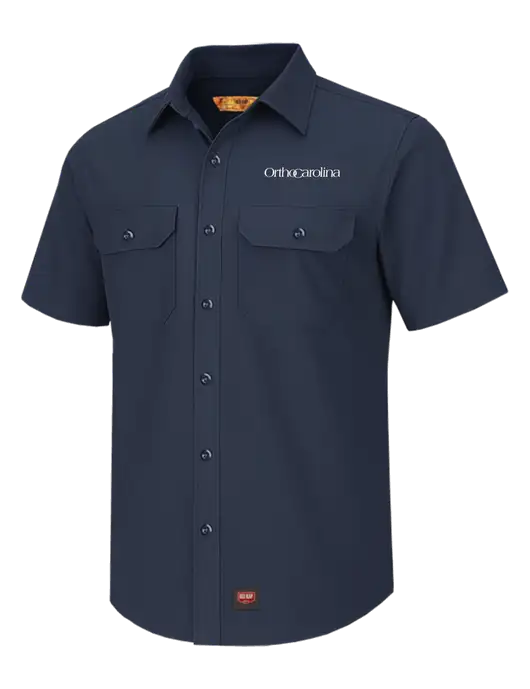Red Kap Navy Short Sleeve Solid Ripstop Shirt w/OrthoCarolina Logo