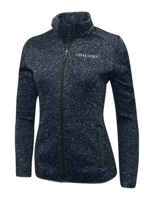 Navy Heather Womens Sweater Fleece Jacket w/OrthoCarolina Logo