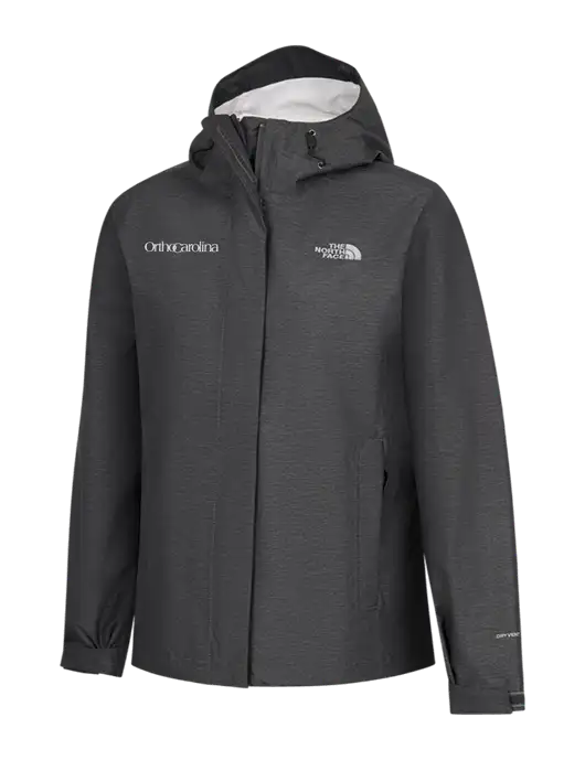 The North Face Womens Dark Grey Heather DryVent Rain Jacket w/OrthoCarolina Logo