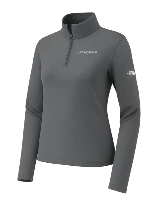 The North Face Womens Aim 1/4-Zip Dark Medium Grey Fleece w/OrthoCarolina Logo