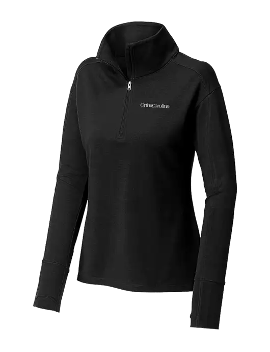 Womens Sport-Wick Flex Fleece Black 1/4-Zip w/OrthoCarolina Logo