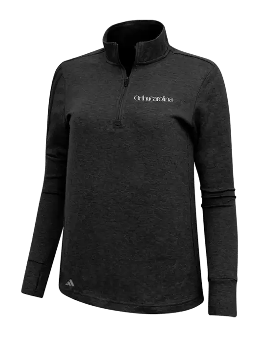 Adidas Black Melange Womens 3 Stripes Quarter Zip Sweater w/OrthoCarolina Logo