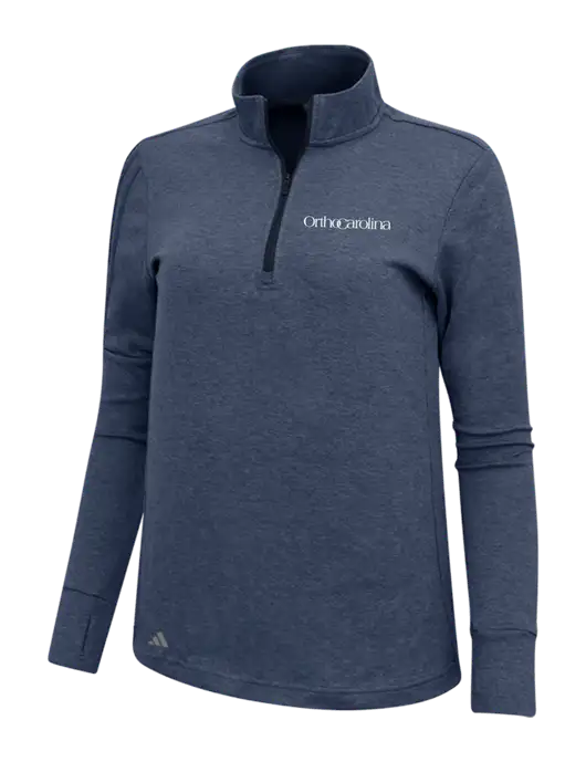 Adidas Navy Melange Womens 3 Stripes Quarter Zip Sweater w/OrthoCarolina Logo