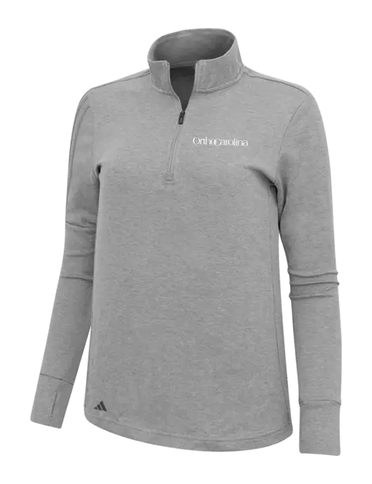 Adidas Light Grey Melange Womens 3 Stripes Quarter Zip Sweater w/OrthoCarolina Logo