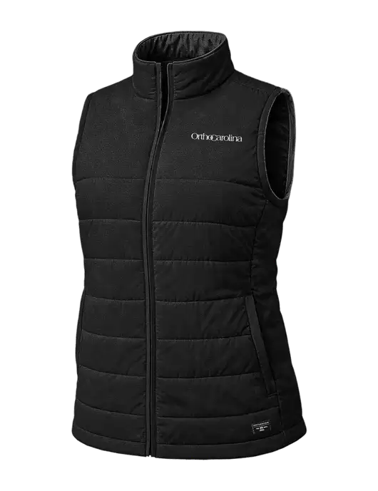 TravisMathew Womens Cold Bay Black Vest w/OrthoCarolina Logo