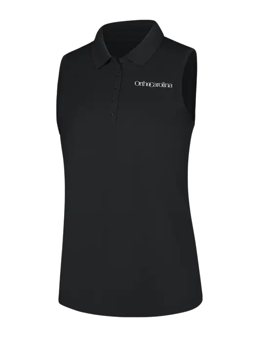 Womens Black Dry Zone UV Micro-Mesh Sleeveless Polo w/OrthoCarolina Logo