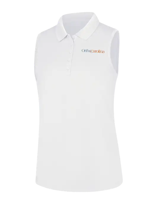 Womens White Dry Zone UV Micro-Mesh Sleeveless Polo w/OrthoCarolina Logo
