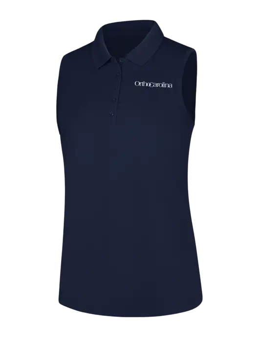 Womens Navy Dry Zone UV Micro-Mesh Sleeveless Polo w/OrthoCarolina Logo