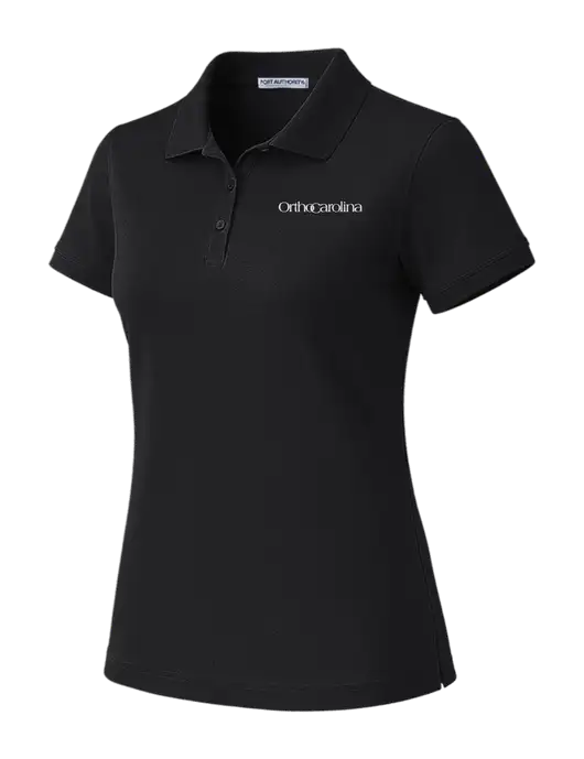 All Cotton Womens Black Polo w/OrthoCarolina Logo