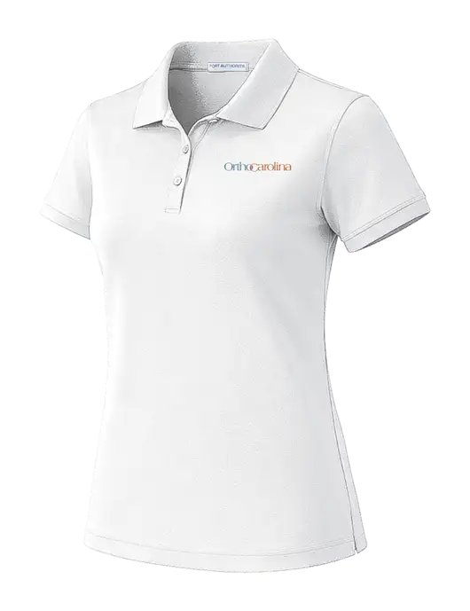 All Cotton Womens White Polo w/OrthoCarolina Logo