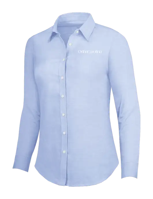 Light Blue Womens SuperPro Oxford Shirt w/OrthoCarolina Logo