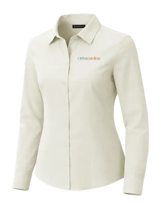 Brooks Brothers Womens Full-Button Ivory Satin Blouse w/OrthoCarolina Logo