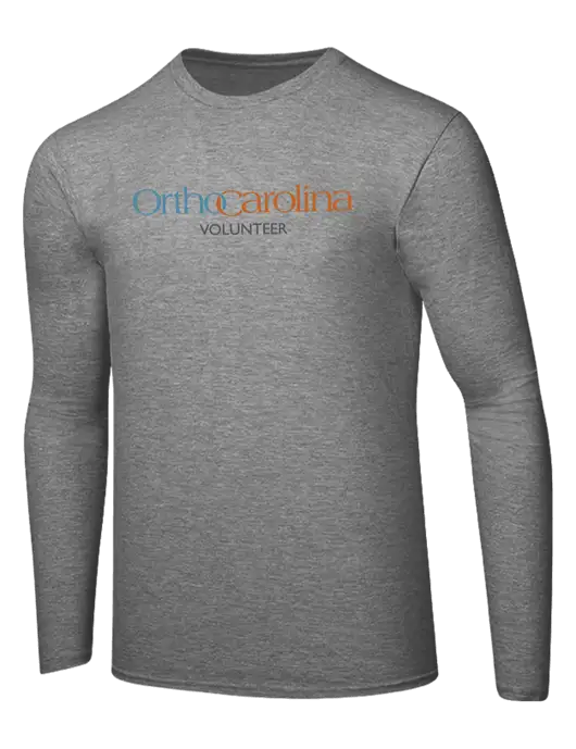Ring Spun Light Heather Grey 4.5 oz Long Sleeve T-Shirt w/OrthoCarolina Logo