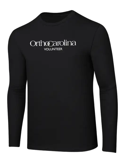 Ring Spun Jet Black 4.5 oz Long Sleeve T-Shirt w/OrthoCarolina Logo
