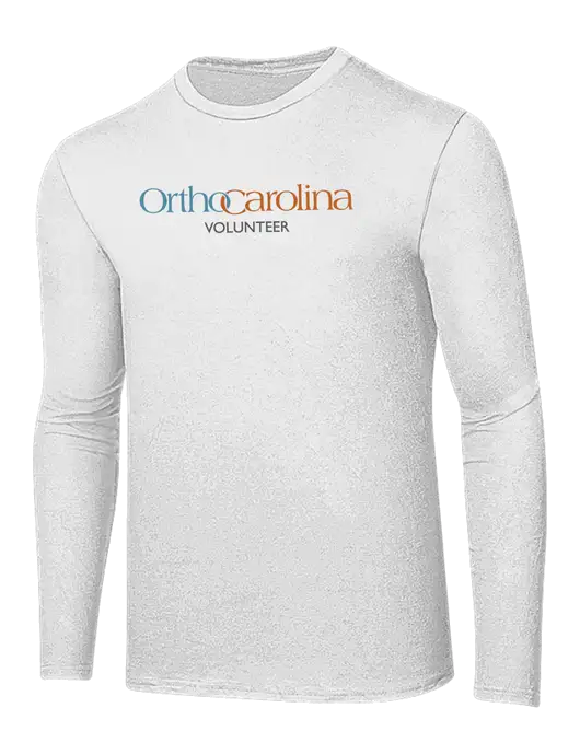 Ring Spun White 4.5 oz Long Sleeve T-Shirt w/OrthoCarolina Logo