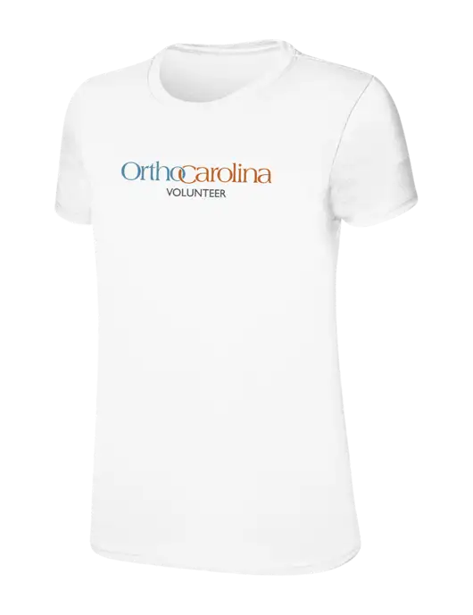 Womens Ring Spun White 4.5 oz T-Shirt w/OrthoCarolina Logo