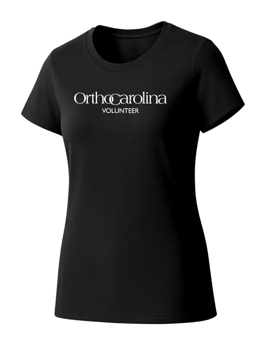 Womens Seriously Soft Black T-Shirt w/OrthoCarolina Logo