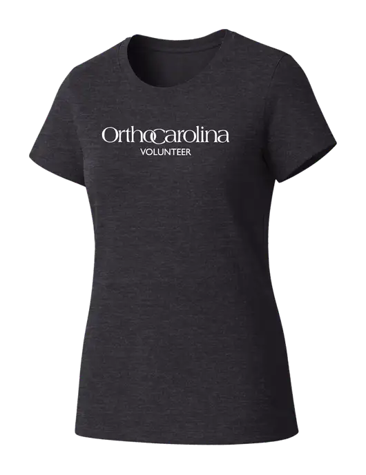 Womens Seriously Soft Heathered Charcoal T-Shirt w/OrthoCarolina Logo