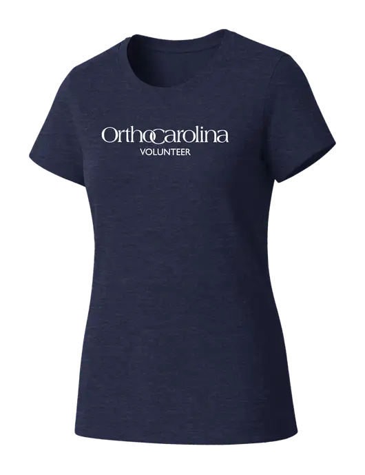 Womens Seriously Soft Heathered Navy T-Shirt w/OrthoCarolina Logo