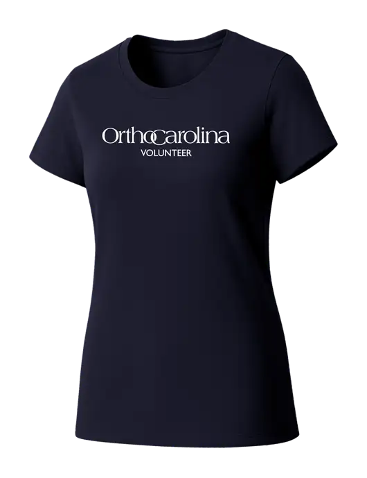 Womens Seriously Soft New Navy T-Shirt w/OrthoCarolina Logo