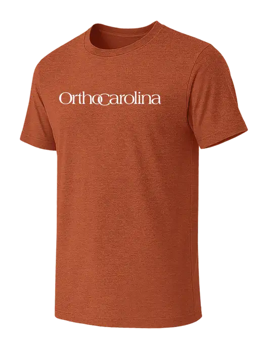 BELLA+CANVAS Burnt Orange Heather CVC Short Sleeve Tee w/OrthoCarolina Logo